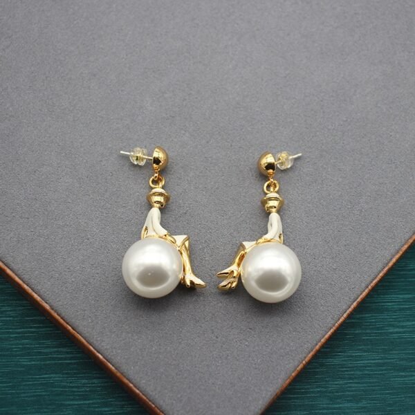 E019: Pearl Ballerina Girl Earrings - Image 2